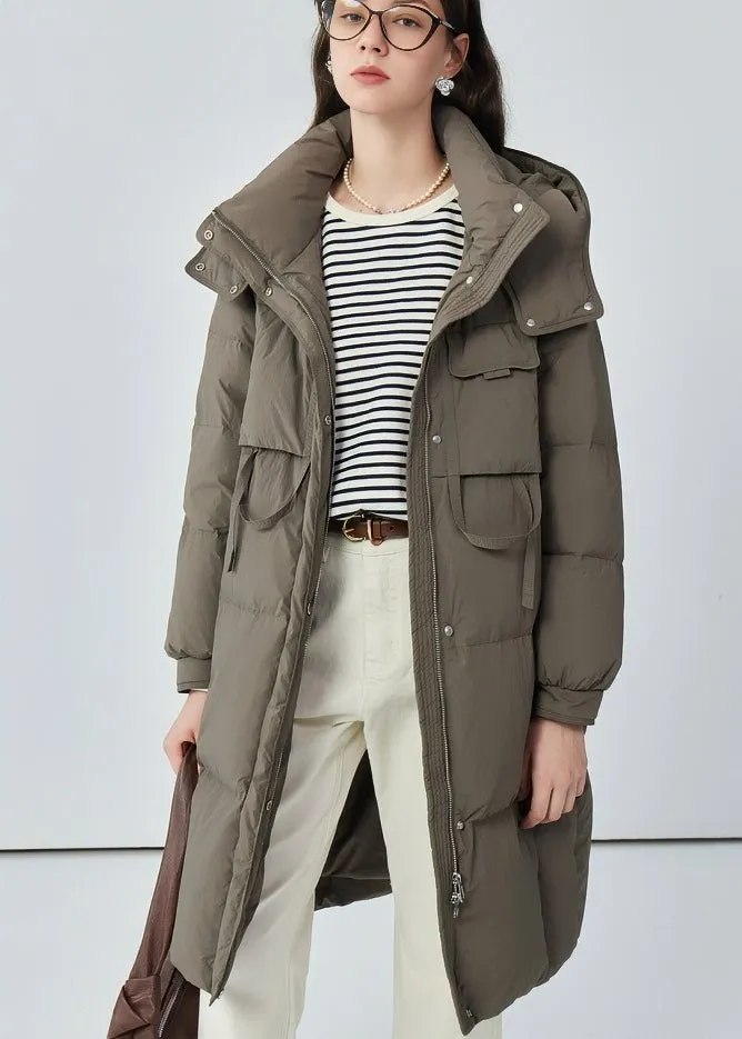 THICK HOODED LONG DOWN JACKET