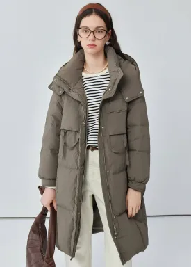 THICK HOODED LONG DOWN JACKET