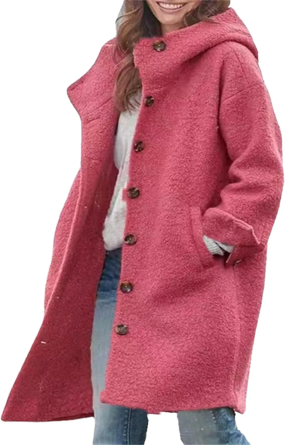 Trench Coats for Women Long Jacket Loose Fitting Warm Winter Outwear Fashion Lapel Jacket Coats Long Coats for Women