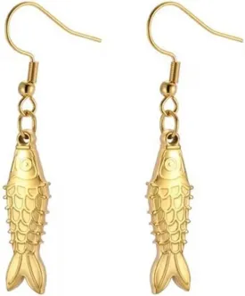 Unique 3D Stereo Tiny Fish Dangle Drop Earrings For Women Stainless Steel Chinese Style Cute Animal Fish Hook Statement Good Lucky Fashion Chic Hypoallergenihic Jewelry Birthday Gifts For Her