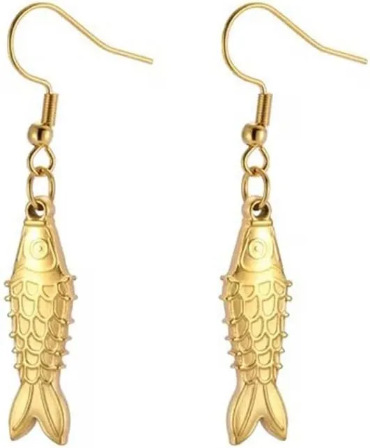 Unique 3D Stereo Tiny Fish Dangle Drop Earrings For Women Stainless Steel Chinese Style Cute Animal Fish Hook Statement Good Lucky Fashion Chic Hypoallergenihic Jewelry Birthday Gifts For Her