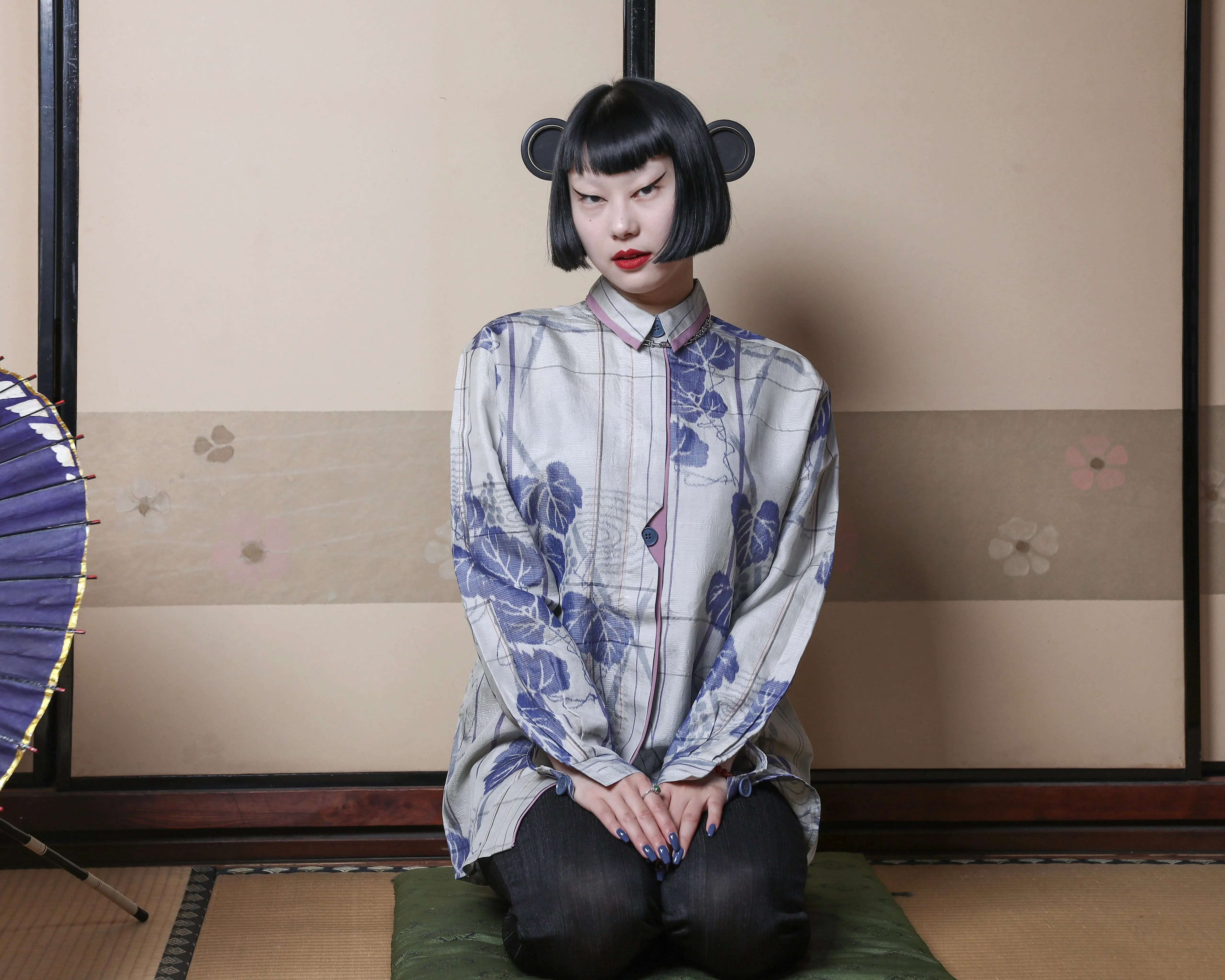 UPCYCLED KIMONO SHIRT・ASAGAO 朝顔