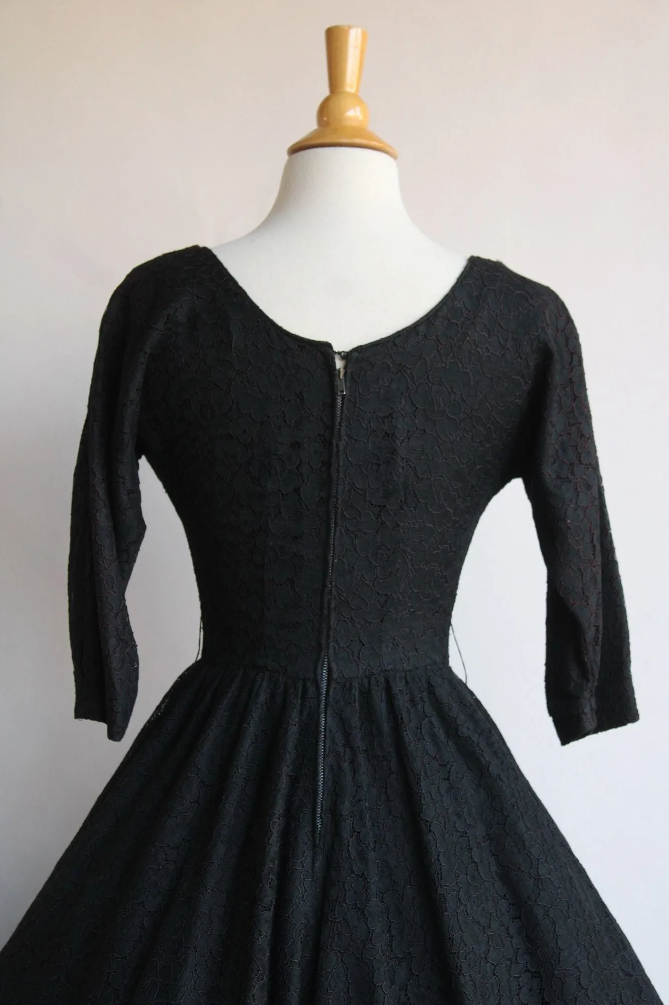 Vintage 1950s Black Lace Dress with Pocket