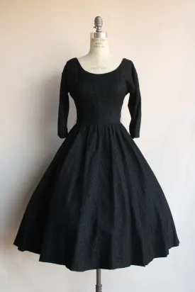 Vintage 1950s Black Lace Dress with Pocket