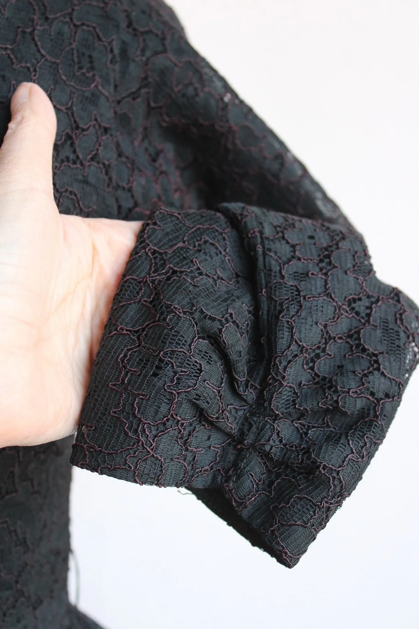 Vintage 1950s Black Lace Dress with Pocket