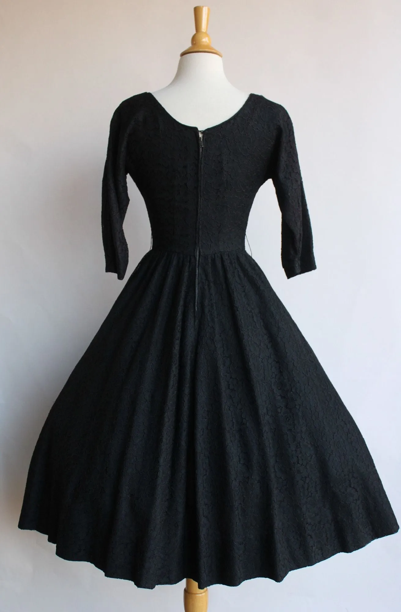 Vintage 1950s Black Lace Dress with Pocket