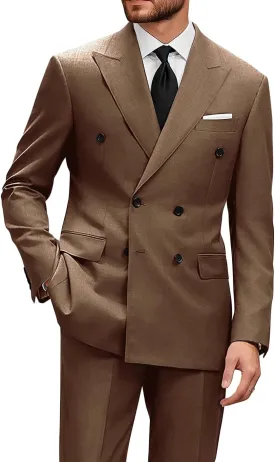 Wangyue Mens Double Breasted Suit 2 Piece Slim Fit Suits Double Breasted Blazer Men Wedding Prom Suit Jacket Pants Set
