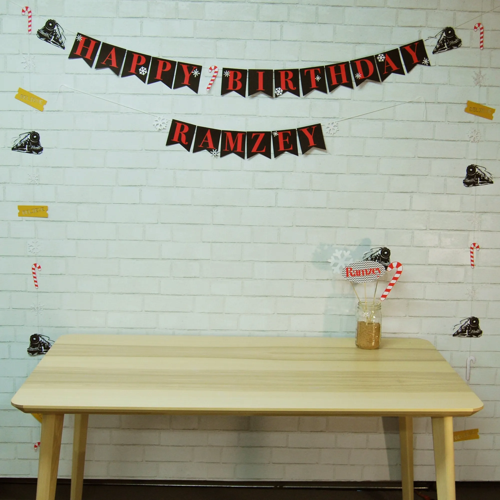 Winter Express Train Birthday Banner