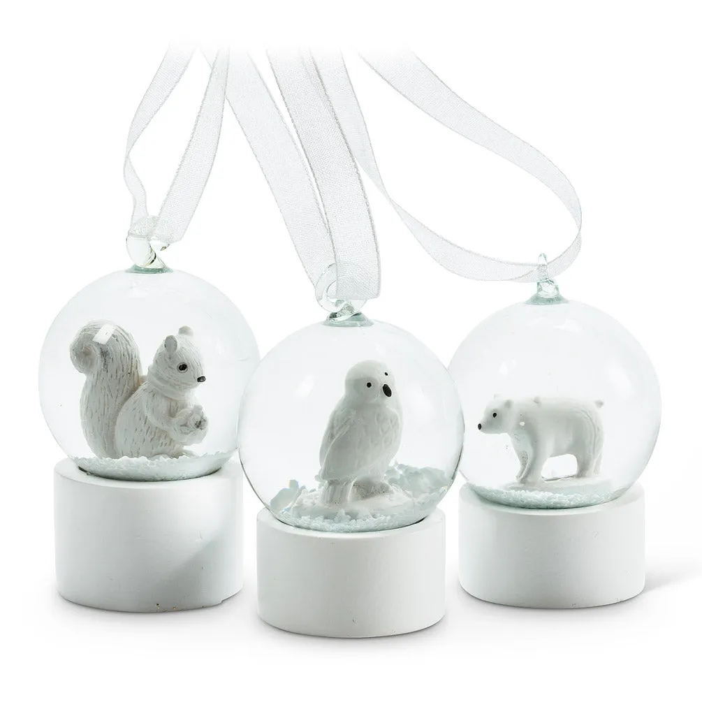 Winter White Squirrel Snow Globe Ornament