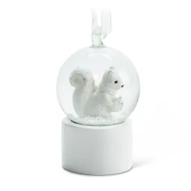 Winter White Squirrel Snow Globe Ornament