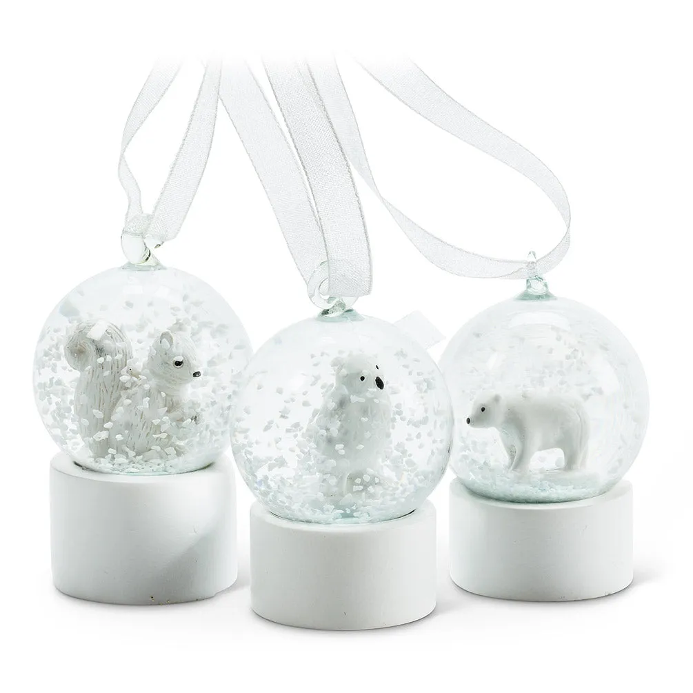 Winter White Squirrel Snow Globe Ornament