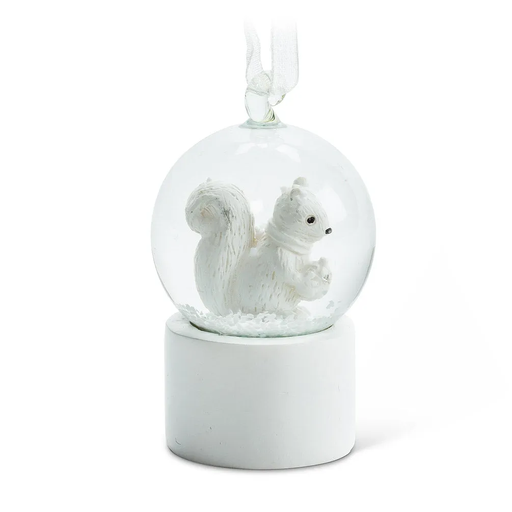 Winter White Squirrel Snow Globe Ornament