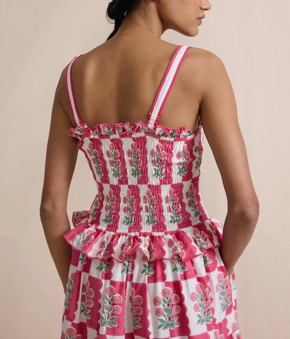 Women Floral Boho Maxi Dress Graphic Spaghetti Strap Long Dress Tiered Flowy Cami Dress Backless Beach Dress
