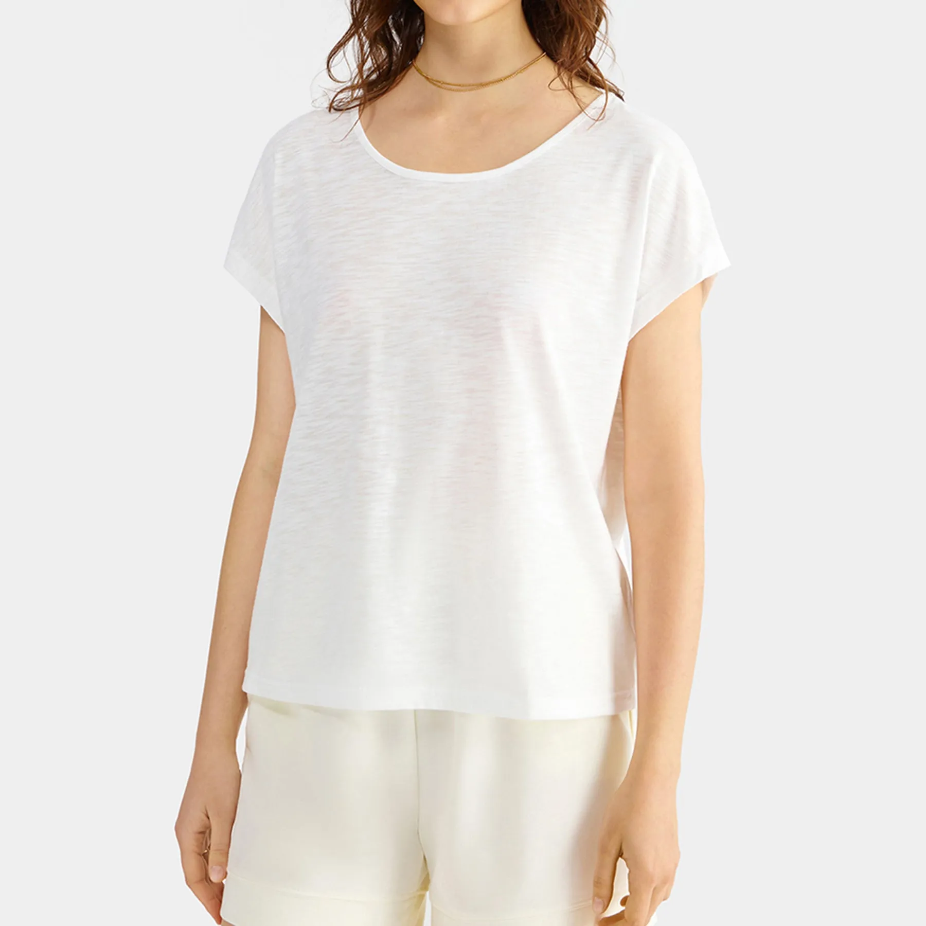 Women's Button Back Batwing Sleeve Tee