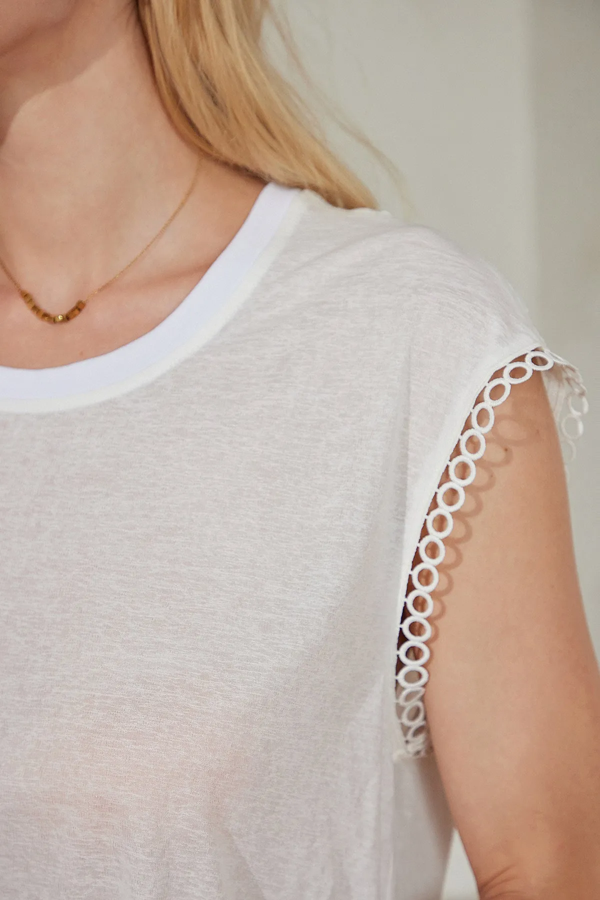 Women's Eyelet Embroidery Batwing Sleeve Tee