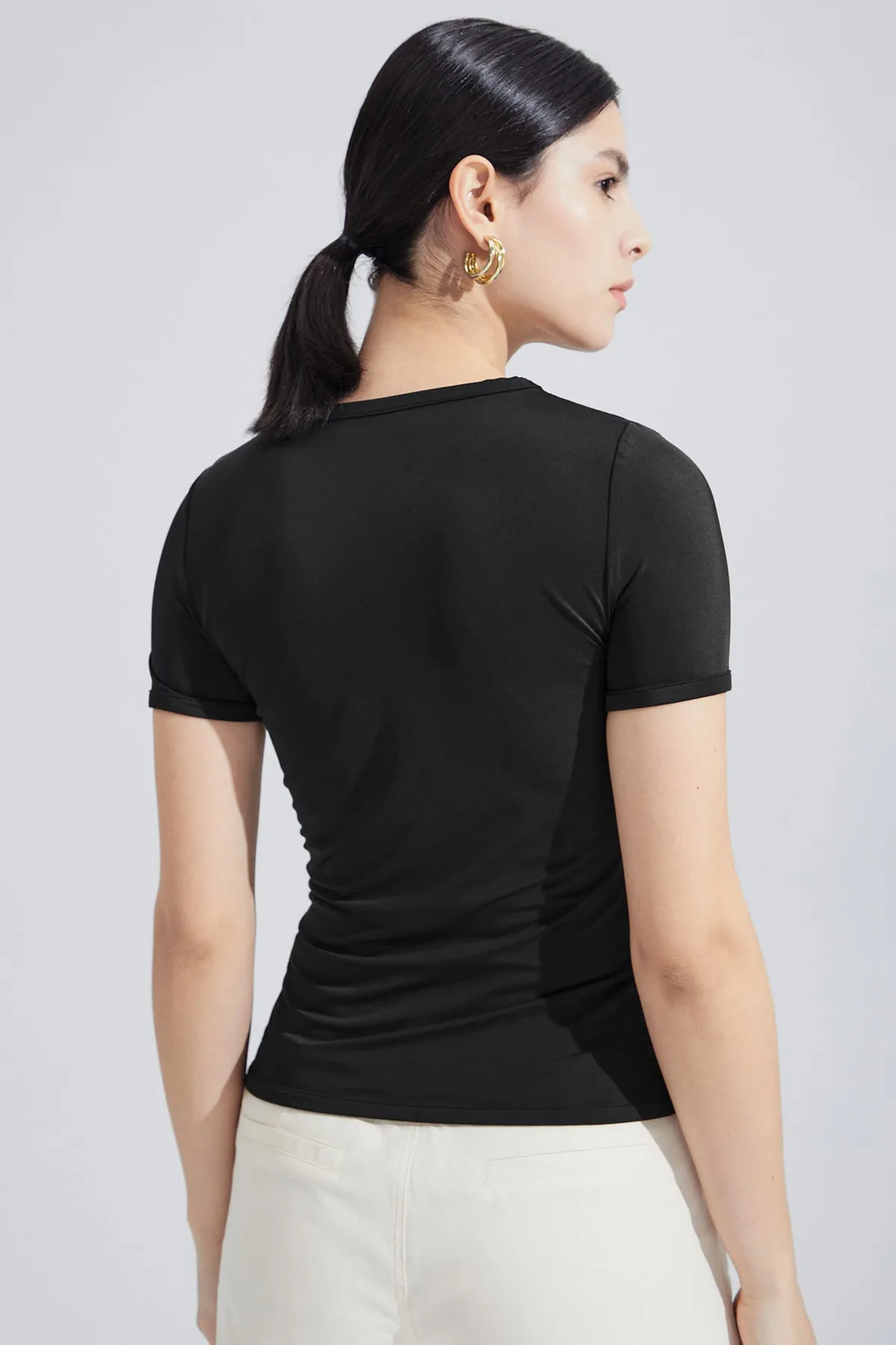 Women's Ruched Round Neck Tee